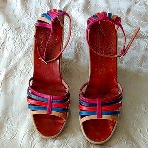 Vintage Famolare "Very High" multicolor leather platform sandals - super cute!